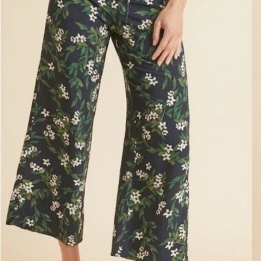 Marine Layer‎ Navy Floral lightweight Wide-Leg Pants Resortwear